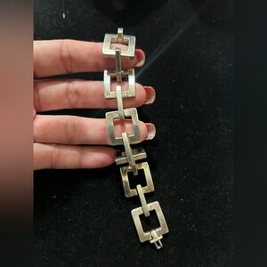 925 STERLING SILVER MEXICO LINK BRACELET: HEAVY AND SOLID